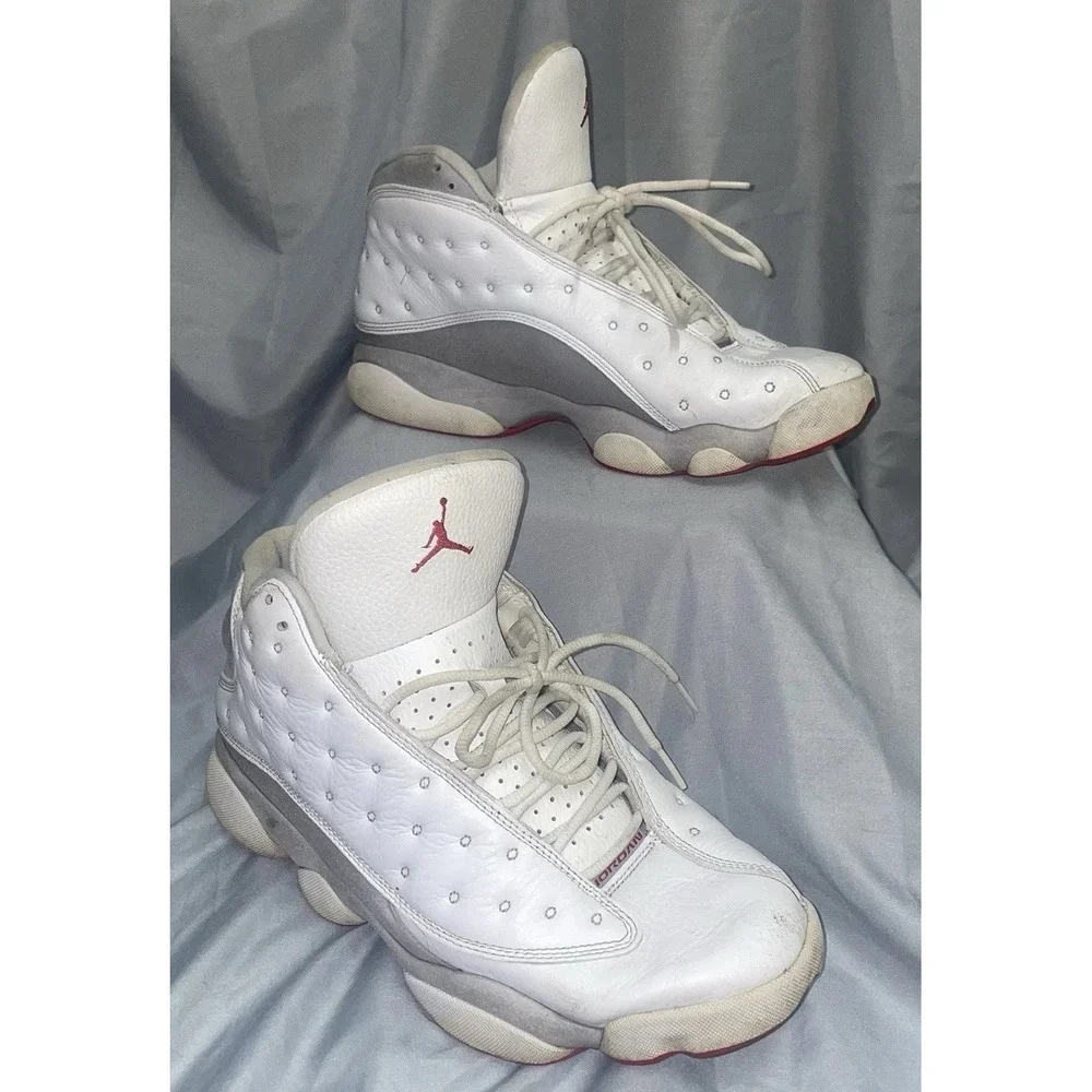 Jordan Air Jordan 13 Retro Grey White Red High Top Leather Sneaker Mens 9